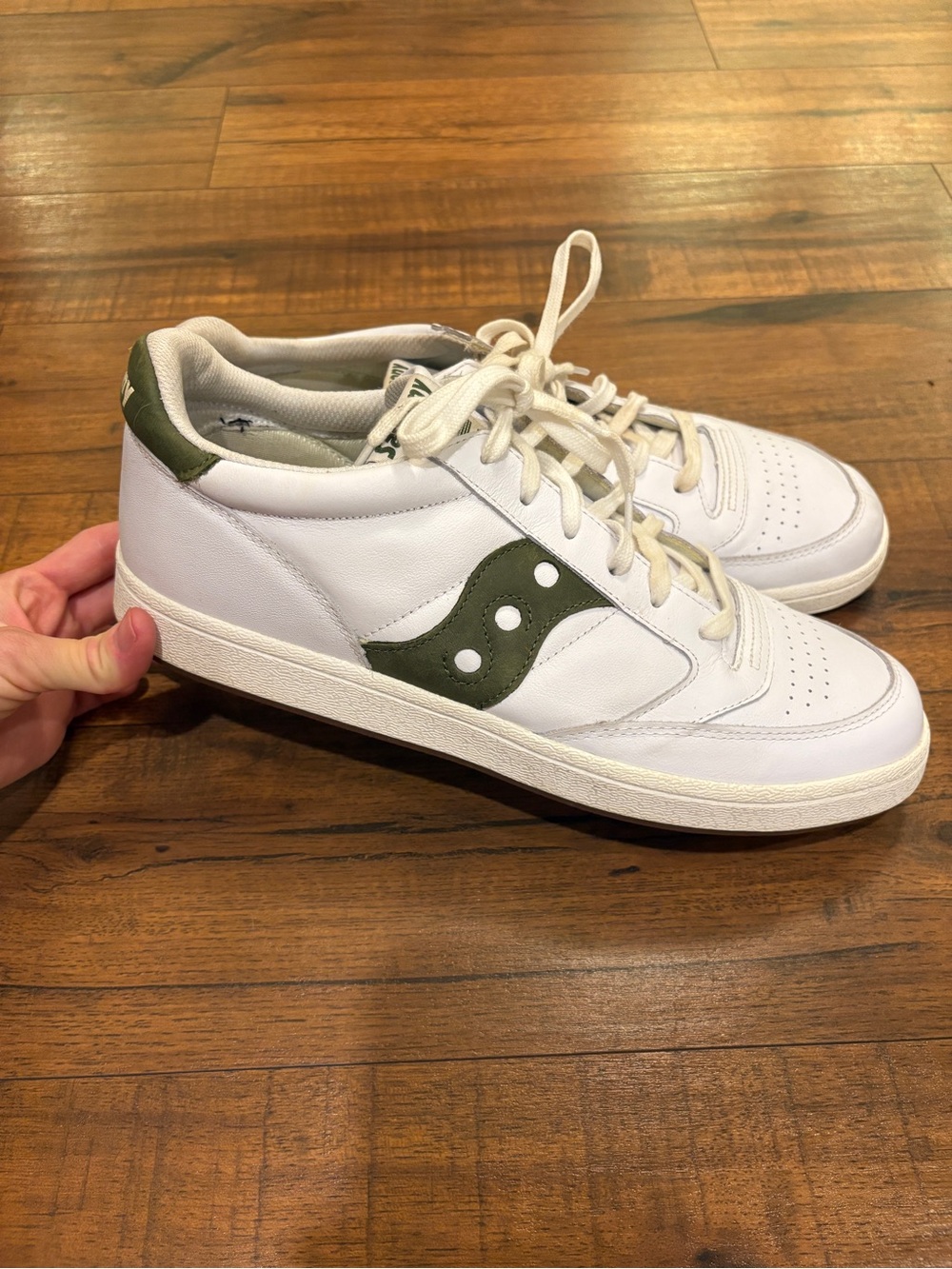 Mens Saucony Jazz Court Athletic Shoes Sz 12  White Leather Green S70555-23